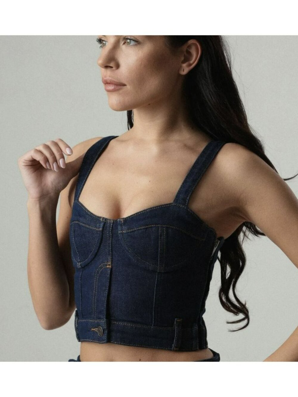 Moschino Jeans Denim Bustier Crop Top Size Large New